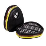 Cartucho filtro vapor orgánico y gas ácido UCU6000R3 De Pascale tipo A1E1, kit por dos unidades, certificado CE 2834