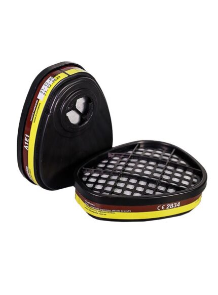 Cartucho filtro vapor orgánico y gas ácido UCU6000R3 De Pascale tipo A1E1, kit por dos unidades, certificado CE 2834