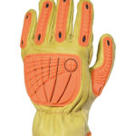 Guante de vaqueta elastizado Lincoln DP 221023X con protección TPR antishock frontal.