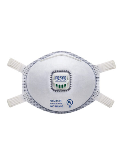 Mascarilla descartable N95 soldadura vapor orgánico UCU312R De Pascale con válvula de exhalación y cierre ergonómico vista frontal