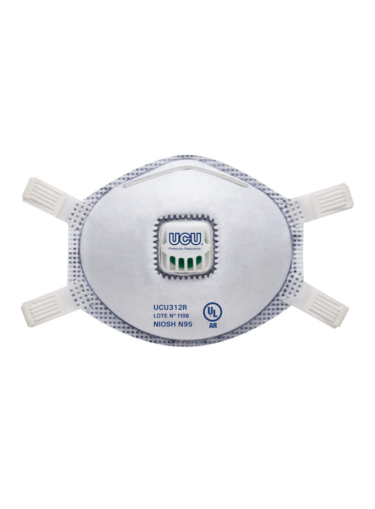 MASCAR~1 Mascarilla descartable N95 soldadura vapor orgánico UCU312R De Pascale con válvula de exhalación y cierre ergonómico vista frontal