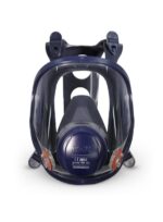 Máscara de rostro completo silicona UCU6800RM De Pascale Talle M azul certificada EN136 vista frontal fondo blanco