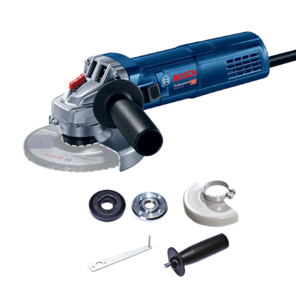 Amoladora angular Bosch GWS 18-125 PL Professional de 1800W de color azul con empuñadura lateral negra y protector de disco metálico.