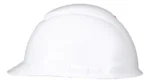 Vista lateral de la carcasa de casco de seguridad 3M H-700 en color blanco, destacando su visera corta y ranuras para accesorios.