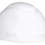 Vista frontal de la carcasa blanca de casco industrial 3M H-700 que muestra el aplique superior rojo y su terminación sin bandas reflectivas.