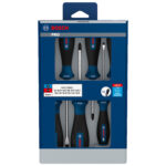 Set de destornilladores Bosch PRO PH/SL de 6 piezas en caja de presentación con ventana transparente.