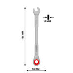 Esquema con acotaciones y medidas principales de la llave Bosch PRO.
