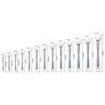 Diagrama con las medidas y longitudes individuales de las llaves combinadas Bosch PRO.