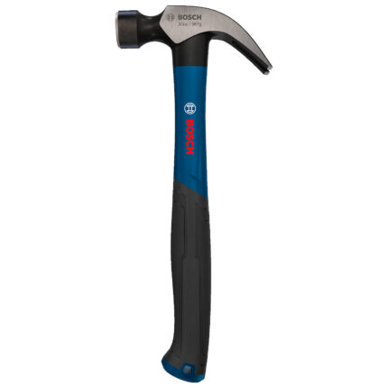 Martillo de galpón y carpintero de uña Bosch PRO de 20 oz con mango ergonómico azul y negro.