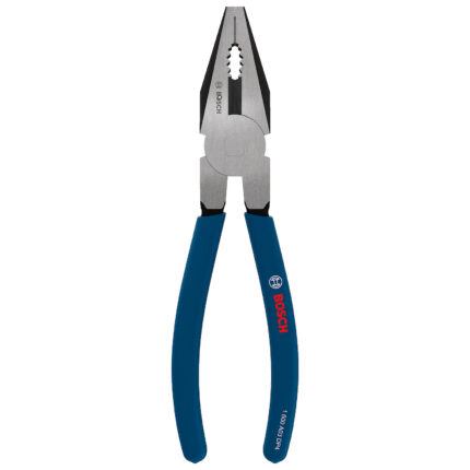 Alicate universal Bosch de 180 mm modelo 1600A03DN0 sobre fondo blanco.