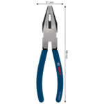 Alicate combinado Bosch de 180 mm con indicación de sus medidas principales.