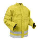 Campera de Cuero Descarne Amarilla con Aplicaciones Reflectivas De Pascale