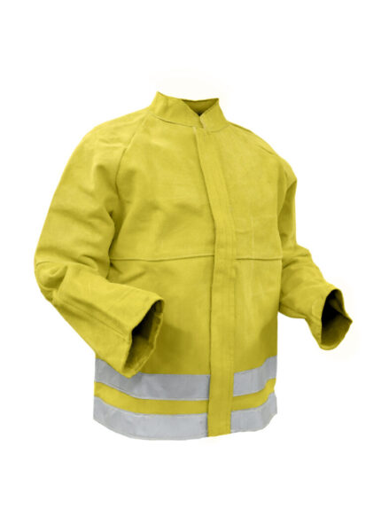 Campera de Cuero Descarne Amarilla con Aplicaciones Reflectivas De Pascale