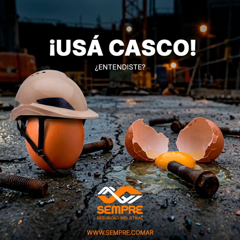 Imagen realizada con IA para difundir importancia del EPP craneal en la industria.