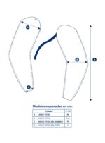 Esquema con cotas y tabla de medidas para mangas de cuero descarne 91102.